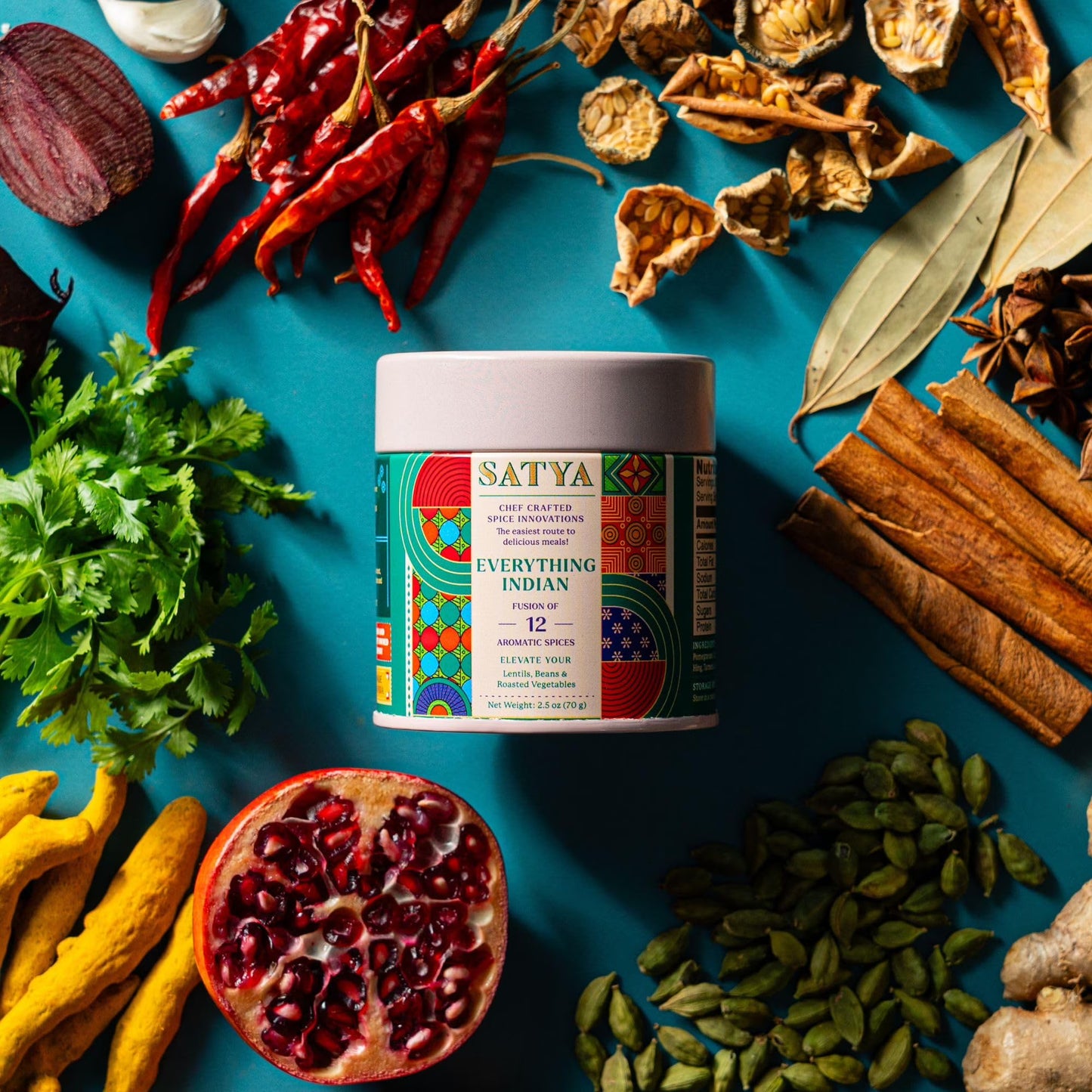 Satya Blends, Everything Indian Masala 2.5oz - Tangy, Spicy Flavor Spice Blend, Multipurpose Seasoning Mix for Vegetables, Paneer