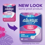 Always Daily Fresh Thin Liners, Regular, Unscented, 162 Count