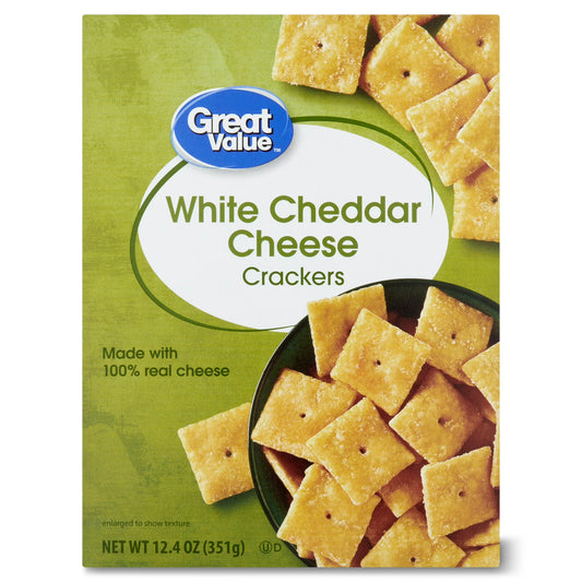 (2 pack) Great Value White Cheddar Cheese Crackers, 12.4 oz