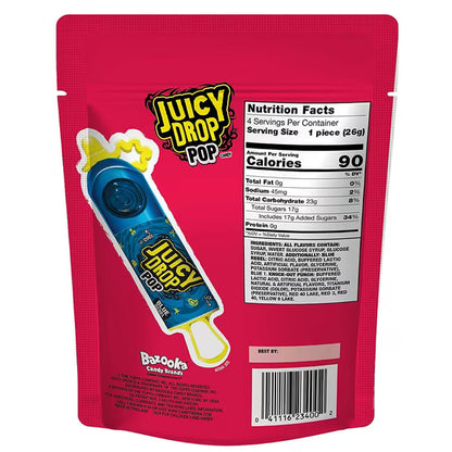 Juicy Drop Pop Variety Pack, Assorted Flavors Sweet Lollipops with Sour Liquid Candy, 0.92 Oz, 4 Count