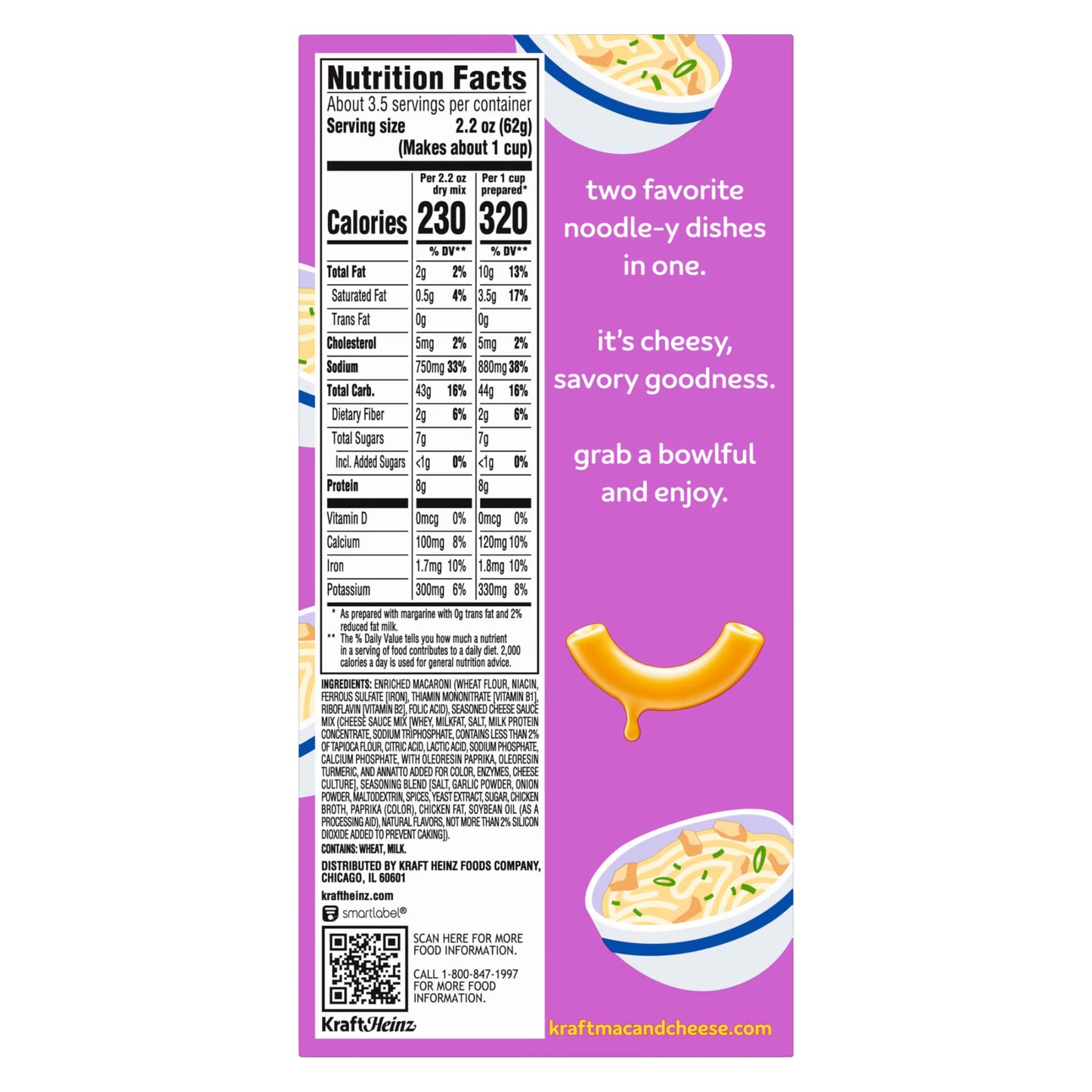 Kraft Mac and Cheese, 1 Box, for Easy Snack or Dinner Sides, Limited Edition Chicken Ramen Flavor, No Artificial Flavors, Preservatives or Dyes, 7.25 oz