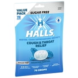 HALLS Cough and Throat Relief Mountain Menthol Sugar Free Cough Drops, No Synthetic Dyes, FSA/HSA Eligible, Value Pack, 70 Drops