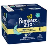 Pampers Swaddlers Overnight Zzz Baby Diapers Size 5, 50 Count (Select for More Options)