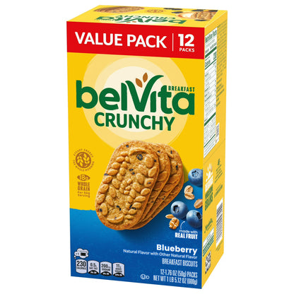 (6 pack) belVita Breakfast Bars Biscuits, Blueberry, Value Pack, 12 Packs (4 Biscuits Per Pack)