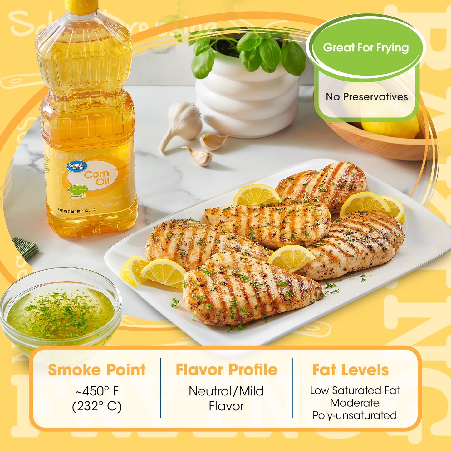 Great Value Corn Oil, Heart Healthy, Great for Frying, 48 fl oz Bottle