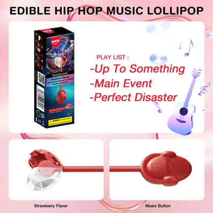 Amos Tasty Sound Lollipops Watermelon, Natural Flavored Music Lollipop 0.42oz