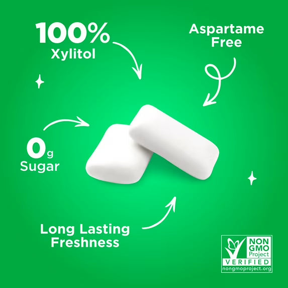PUR Gum, Aspartame Free, Sugar Free & 100% Xylitol, Spearmint Chewing Gum, 55 Pieces, Pack of 3