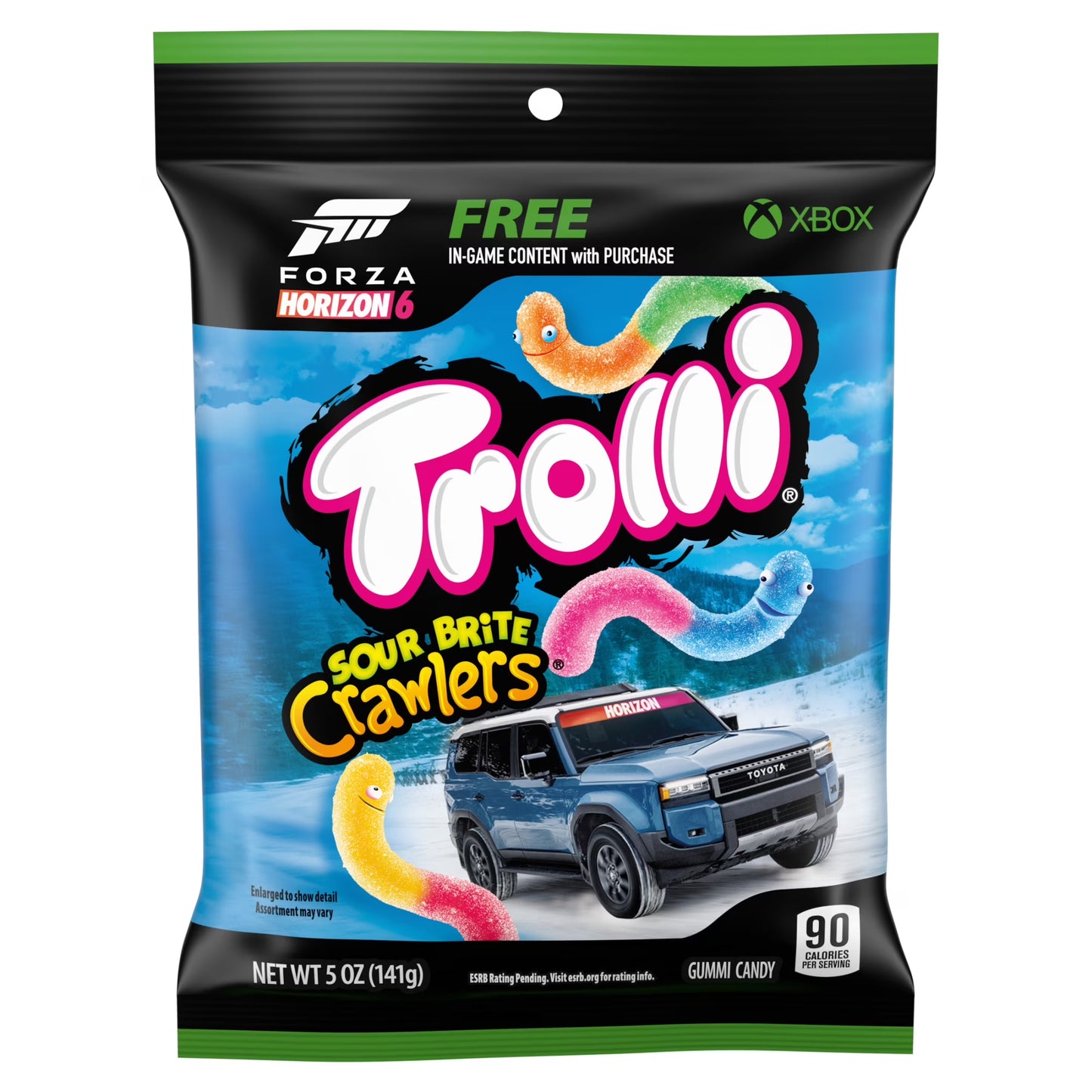 Trolli Sour Brite Crawlers, Candy, Cherry-Lemon, Strawberry-Grape & Orange-Lime, Sweet and Sour, Gummy Worms, 5 oz