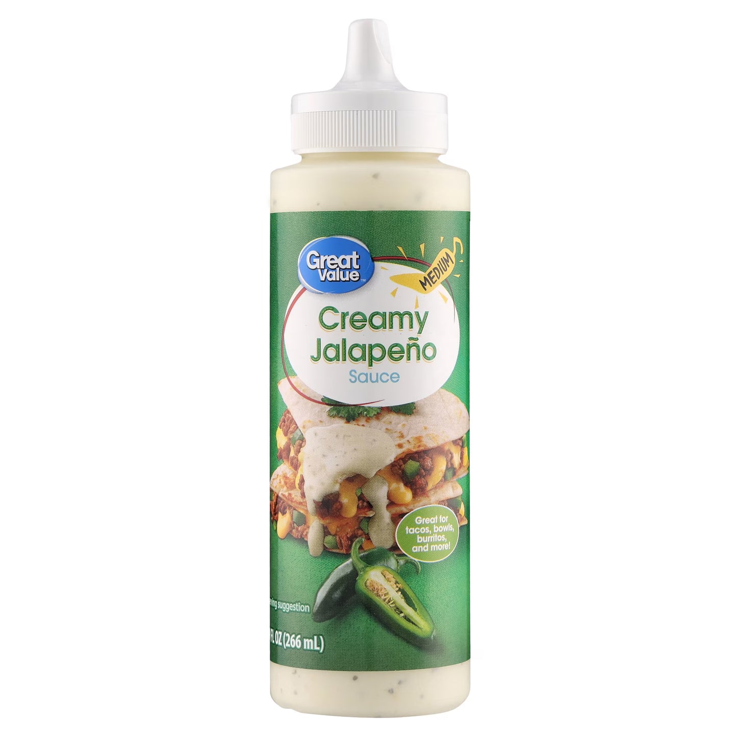 Great Value Creamy Jalapeno Sauce, 9 fl oz Bottle