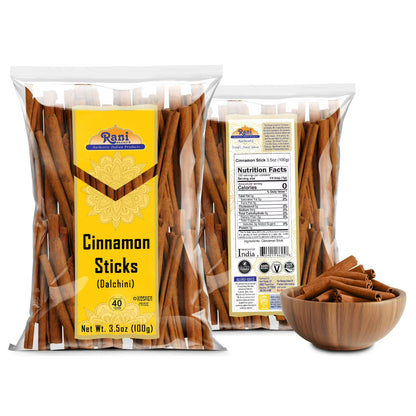 Rani Cinnamon Sticks 3.5oz (100g) - 18-22 Sticks - Strong Aroma, Perfect for Baking, Cooking & Beverages | 3+ Inches Length - Cassia Saigon Cinnamon from Vietnam | Kosher
