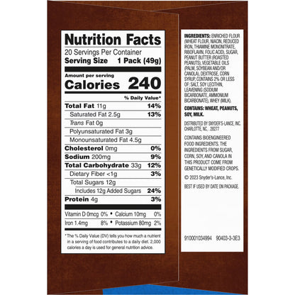 Lance Sandwich Cookies, Nekot Peanut Butter, 20 Individually Wrapped Packs, 6 Sandwiches Each