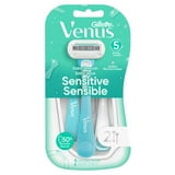 Venus Extra Smooth Sensitive Women's 5 Blade Disposable Razor, 2 count, Blue