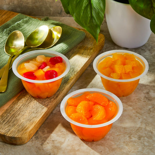 Great Value Diced Peaches, Mandarin Segments & Cherry Mixed Fruits Variety Pack, 4 oz, 24 Count