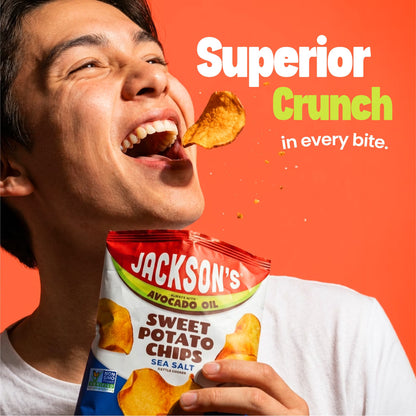 Jackson's Sweet Potato Kettle Chips with Sea Salt, Avocado Oil, Free of Top 9 Allergens, 5 oz