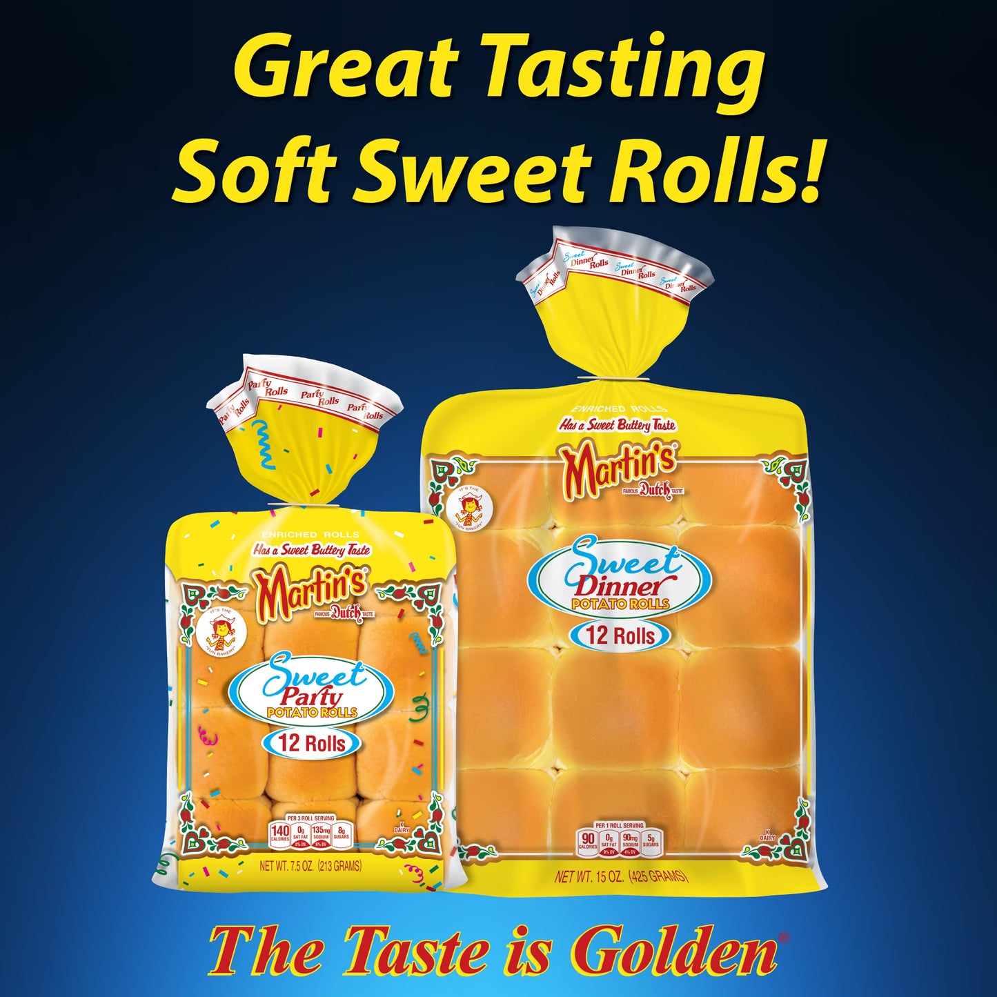 Martin's Sweet Dinner Potato Rolls, Fresh, Sweet Rolls, 12 pack