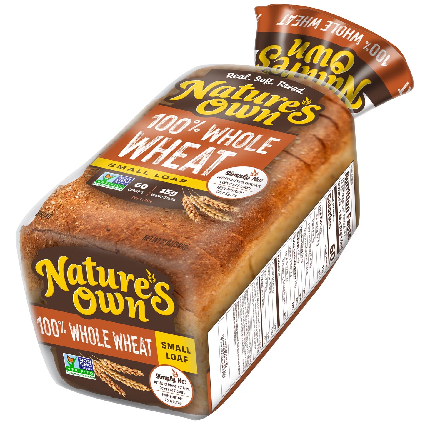 Nature's Own 100% Whole Wheat, Non-GMO Small Loaf Bread, Sandwich Bread, 12 oz Loaf