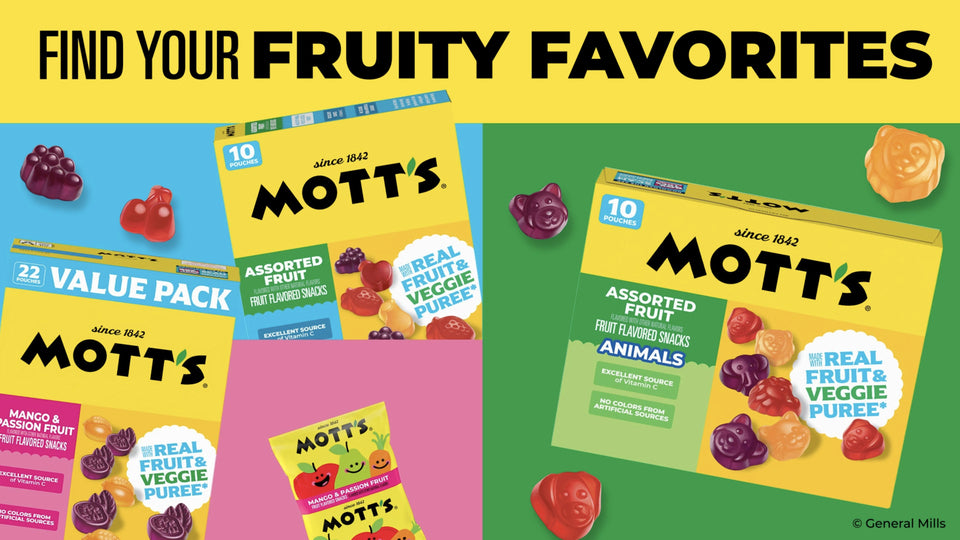 Mott's Gluten Free Assorted Fruit Flavored Snacks, Made with Real Fruit Puree (40 Pack)