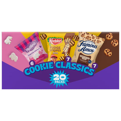 Assorted Cookie Classics Variety Pack - Mother’s Circus, Keebler Fudge Stripes & Famous Amos, 20 Pouch Box, 20 oz
