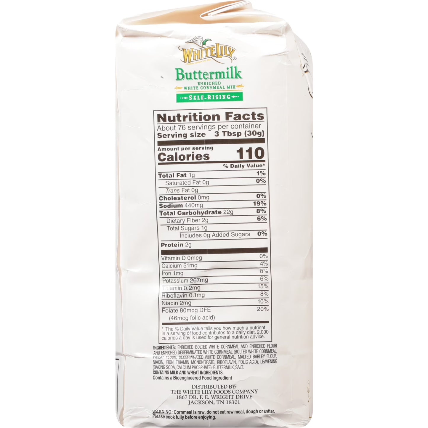 White Lily Self-Rising Buttermilk White Cornmeal Mix, 5 lb Bag