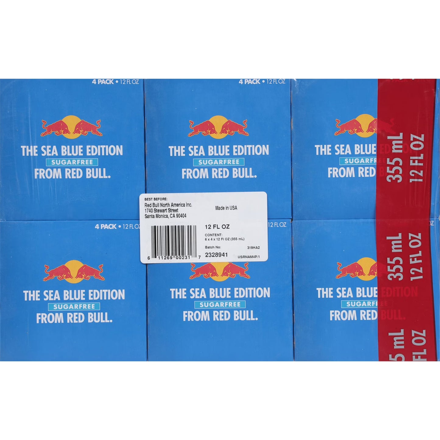 Red Bull Sea Blue Edition Sugarfree Energy Drink, Juneberry, 12 fl. oz., 6 x 4 Cans