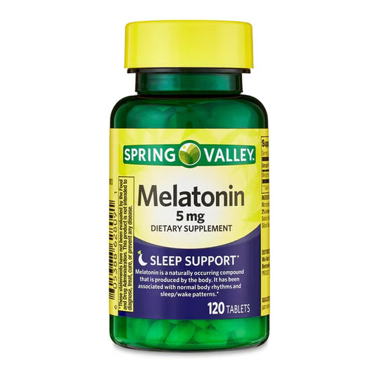 (3 pack) Spring Valley Melatonin Tablets Sleep Support Dietary Supplement, 5 mg, 120 Count