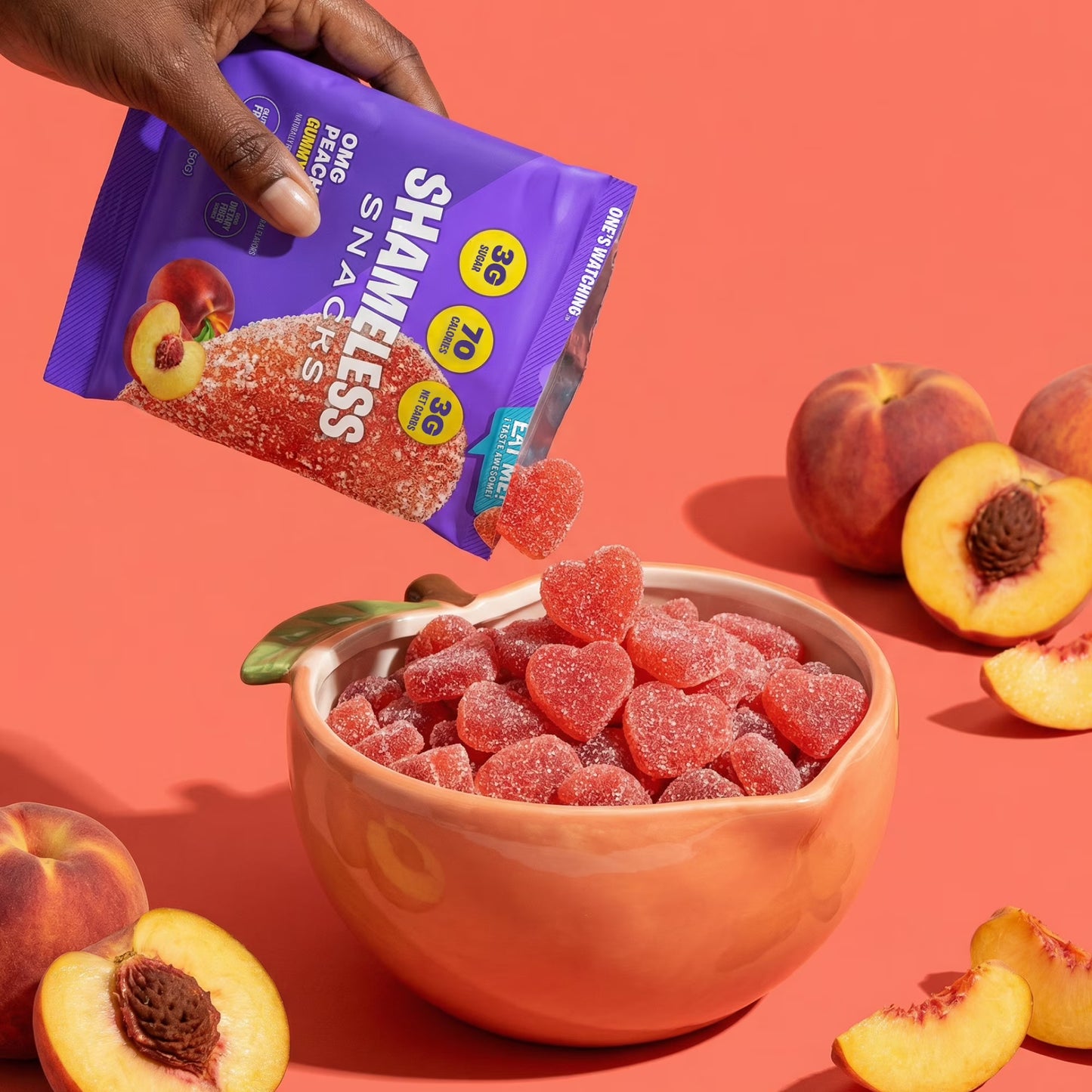 Shameless Snacks - Low Calorie Snacks, Low Carb Keto Gummies (Gluten Free) - 1 Pack OMG Peach