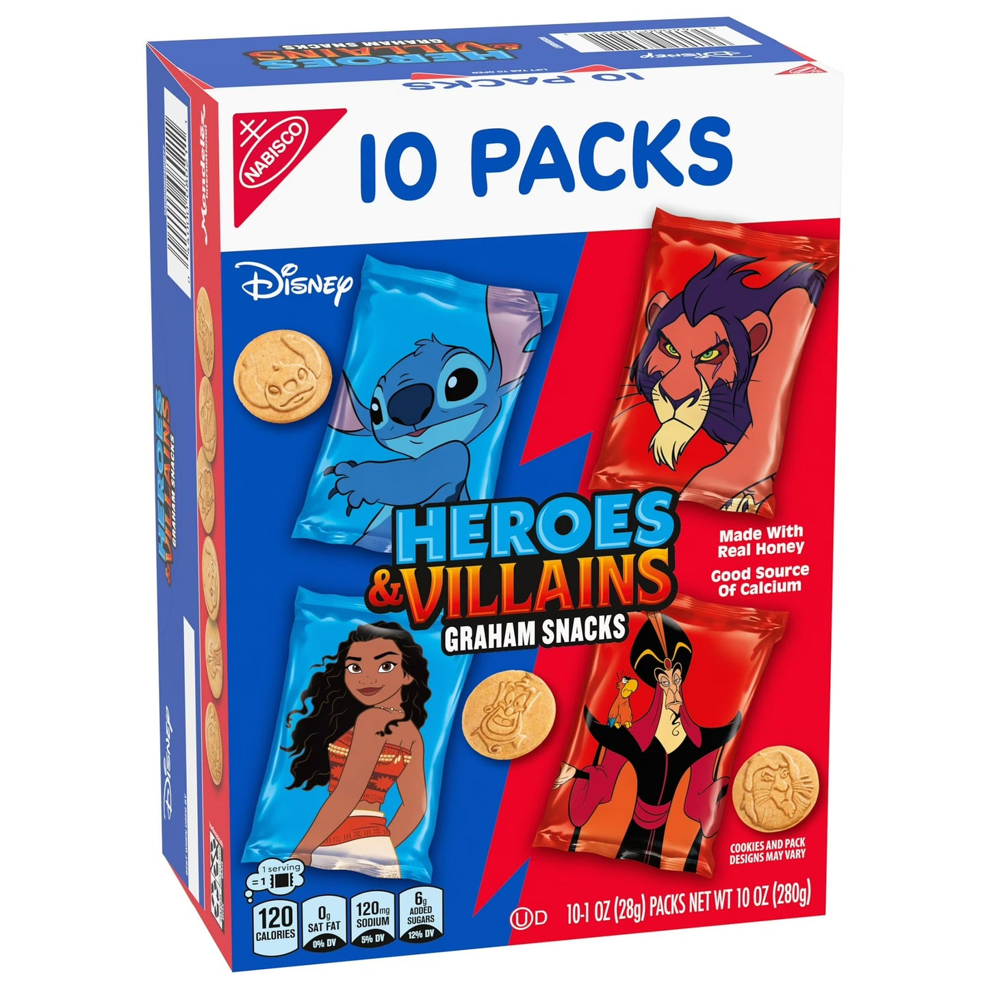 Disney Heroes and Villains Graham Snacks, Custom Cookies Variety Pack, Kids Snacks, 10 Snack Packs