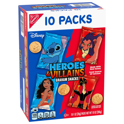 Disney Heroes and Villains Graham Snacks, Custom Cookies Variety Pack, Kids Snacks, 10 Snack Packs