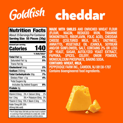 Goldfish Cheddar Cheese Crackers, 27.3 oz Carton
