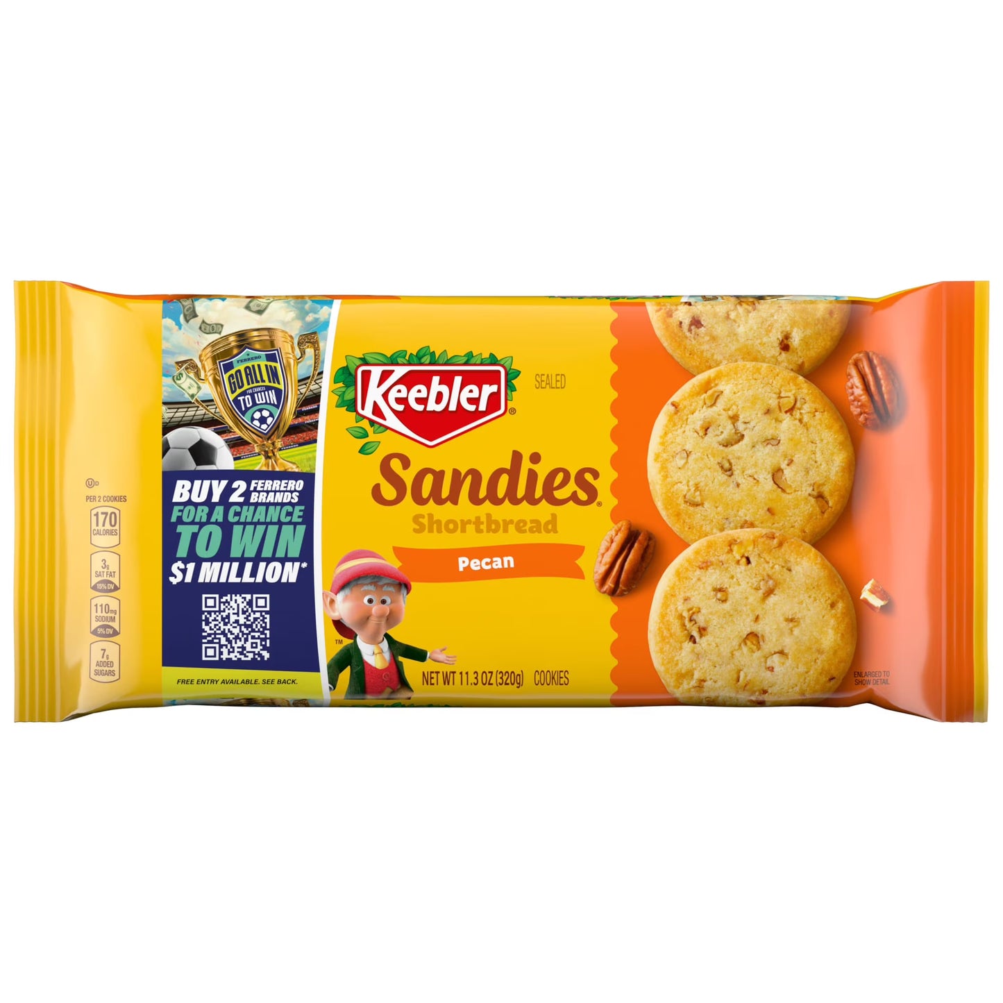Keebler Sandies Pecan Cookies, Shortbread Cookies with Crunchy Pecans, 11.3 oz