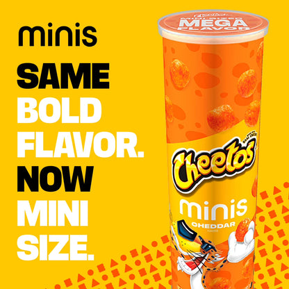 (12 pack) Cheetos Brand Minis Flamin’ Hot Cheese Flavored Canister, 3.625 oz (Packaging may vary)