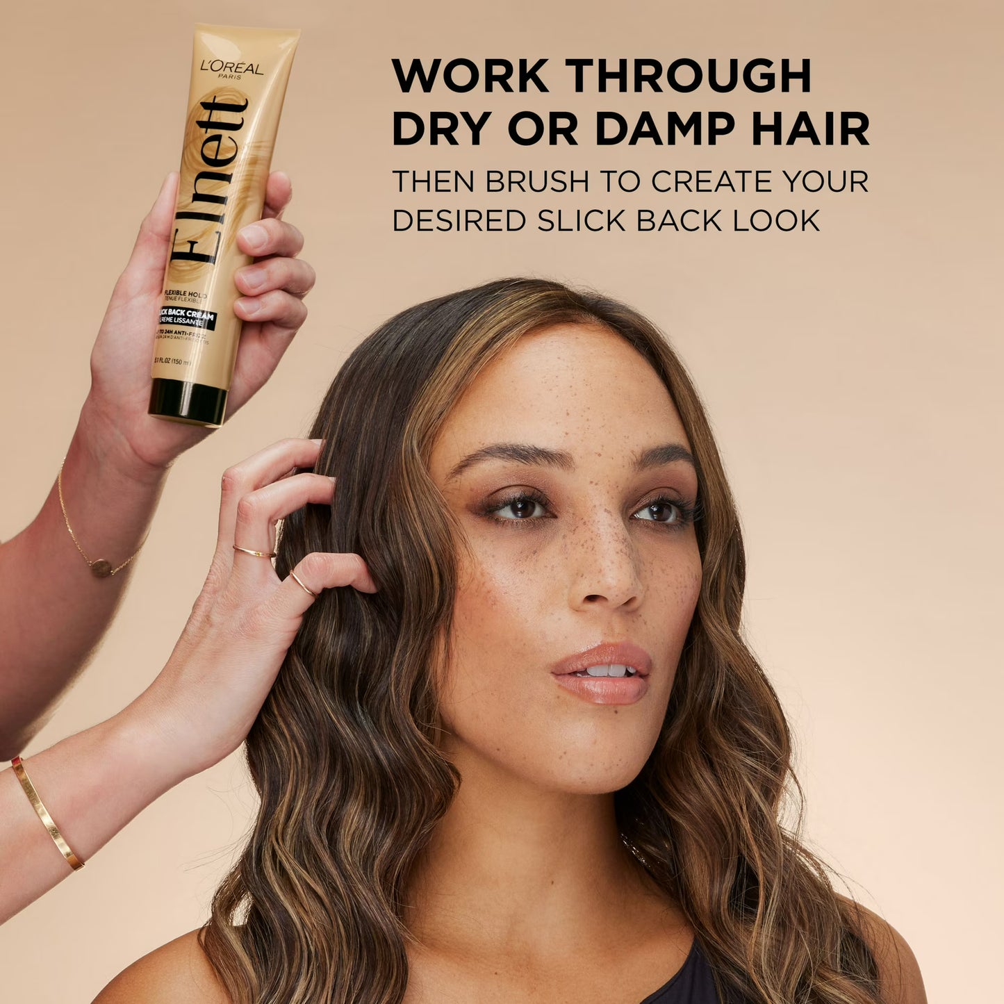 L'Oreal Paris Elnett Anti-Frizz Slick Back Styling Cream for Flexible Hold, 5.1 fl oz