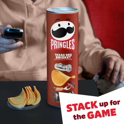 Pringles Texas BBQ Brisket Potato Chips Crisps, Lunch Snacks, 5.5 oz Canister