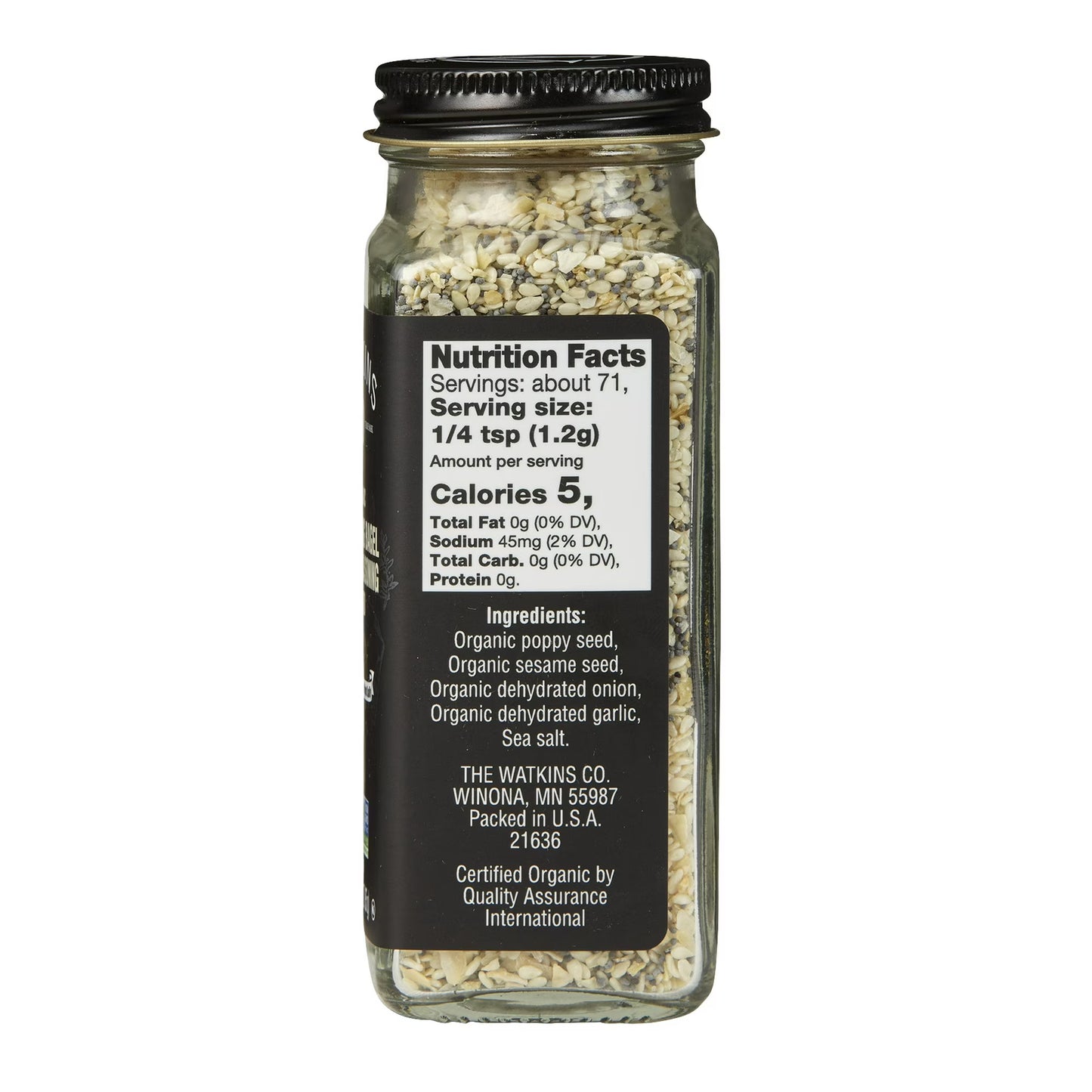 Watkins Gourmet Organic Spice Jar, Everything Bagel Sesame Seasoning Blend, 3 oz