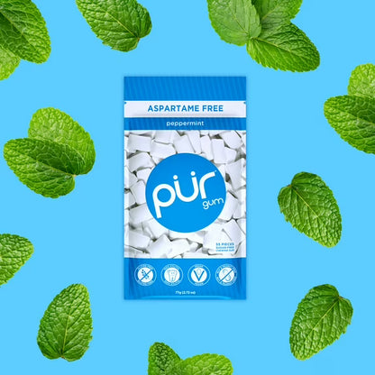 PUR Gum, Aspartame Free, Sugar Free & 100% Xylitol, Peppermint Chewing Gum, 55 Pieces, Pack of 1