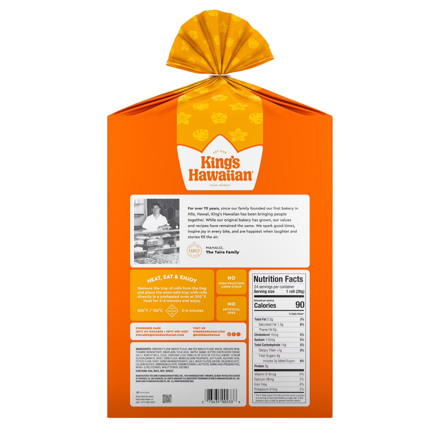 King's Hawaiian Savory Butter Rolls 24 Count, 24 oz, Shelf-Stable