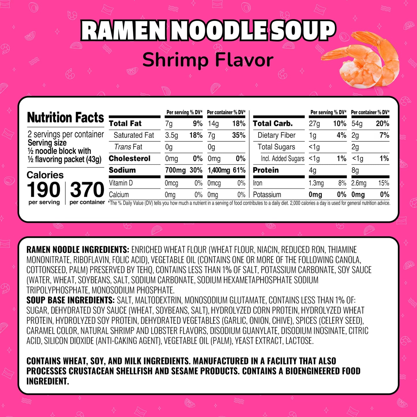 Maruchan Ramen Noodle Soup, Shrimp Flavor Instant Noodles, 3 oz