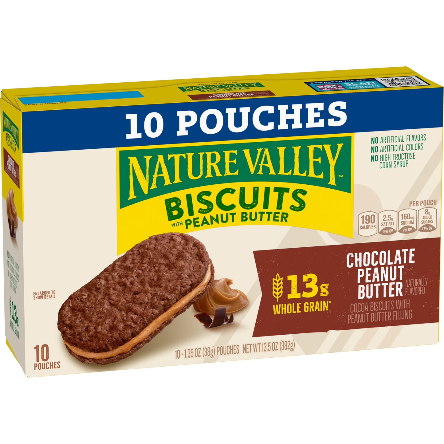 Nature Valley Biscuit Sandwiches, Chocolate Peanut Butter, Snack Bars, 10 Bars, 13.5 oz