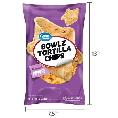 Great Value Original Dippers Bowlz Tortilla Chips, 10 oz