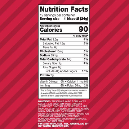 Nonni's Bakery, Cioccolati Almond Biscotti, Individually Wrapped, 10.32oz, 12ct Value Pack