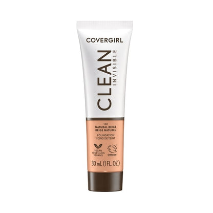 COVERGIRL Clean Invisible Liquid Foundation, 140 Natural Beige, 1.0 fl oz