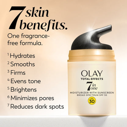 Olay Face Moisturizer, Total Effects, SPF 30 Hydrating Face Cream, Niacinamide, 1.7fl oz