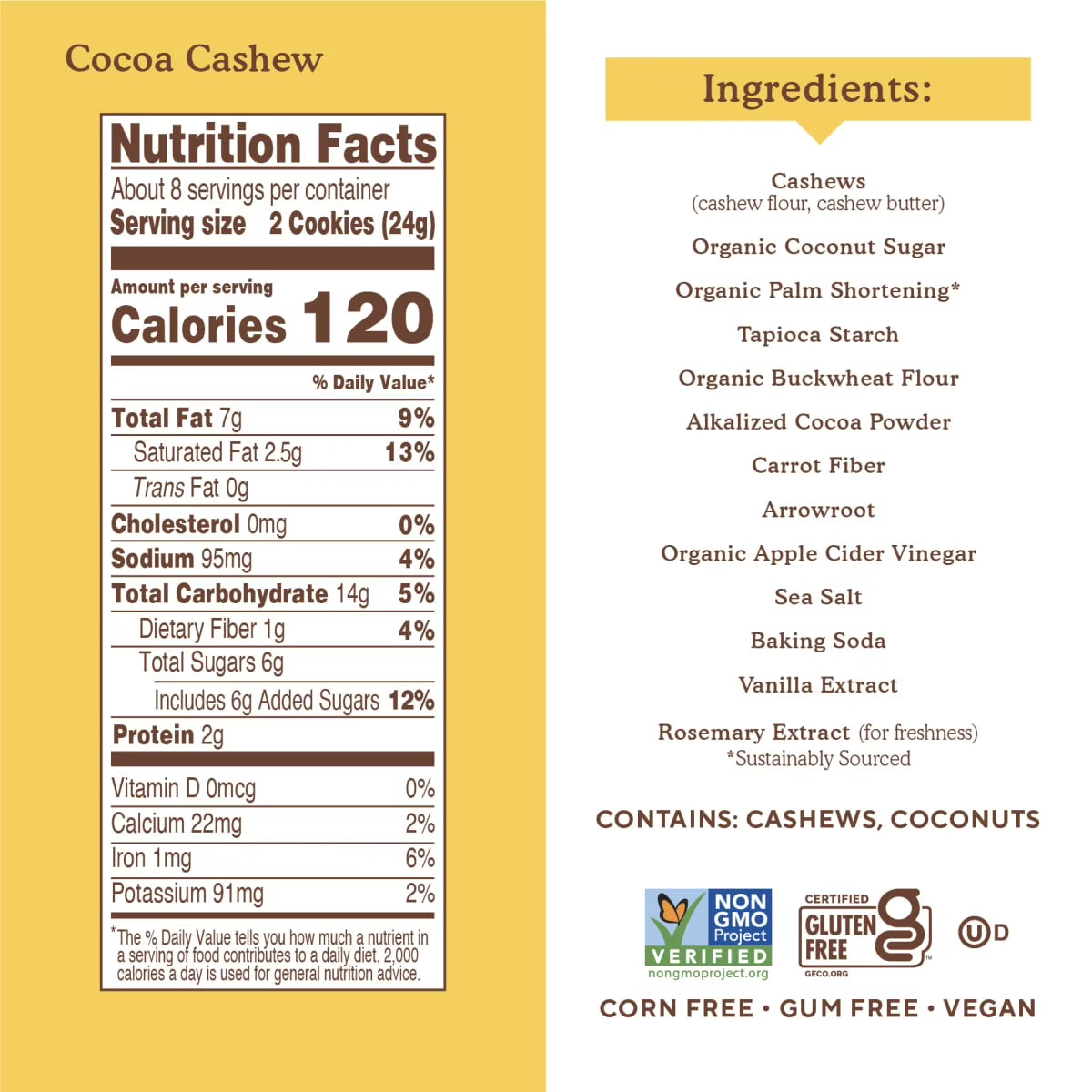 Simple Mills Nut Butter Stuffed Sandwich Cookies, Cocoa Cashew Creme, Gluten-Free, 6.7 oz