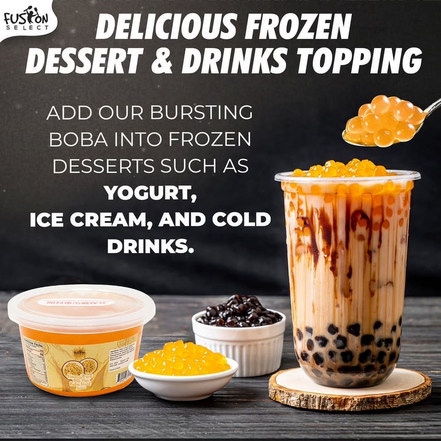 Fusion Select Bursting Boba Popping Boba Pearls - Fruit Tea Snack Toppings (Strawberry)