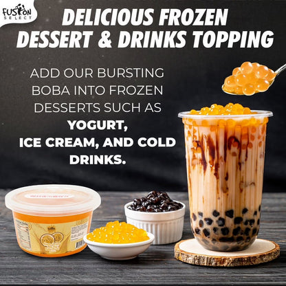 Fusion Select Bursting Boba Popping Boba Pearls - Fruit Tea Snack Toppings (Strawberry)