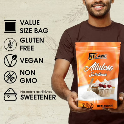 Allulose Sweetener 2 Pound Bag - Natural, Keto, Low Calorie, Zero Net Carb by Fit Lane Nutrition