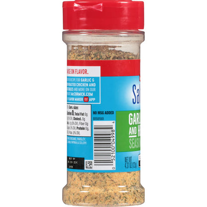 McCormick Seasoning, Salt Free Garlic and Herb, 4.37 oz Bottle