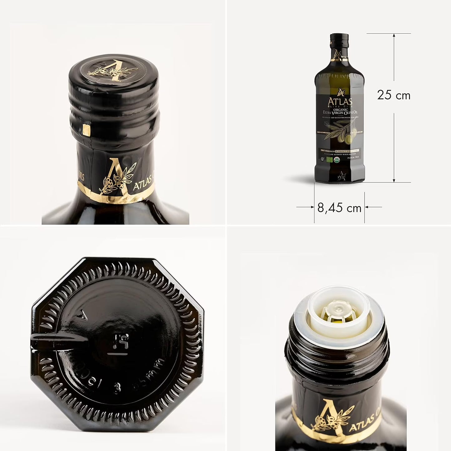Atlas 750 ml Organic Cold Pressed Moroccan Extra Virgin Olive Oil, Polyphenol Rich, EVOO from Morocco, Newly Harvested Unprocessed by Atlas Olive Oils