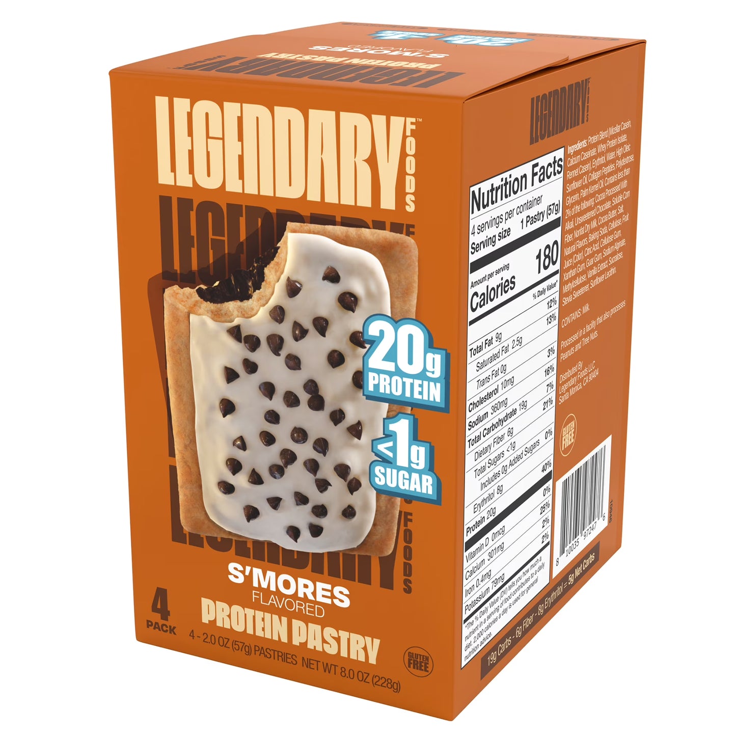 Legendary Foods Gluten Free and Keto Friendly Protein Pastry - S'mores - 8oz/4ct