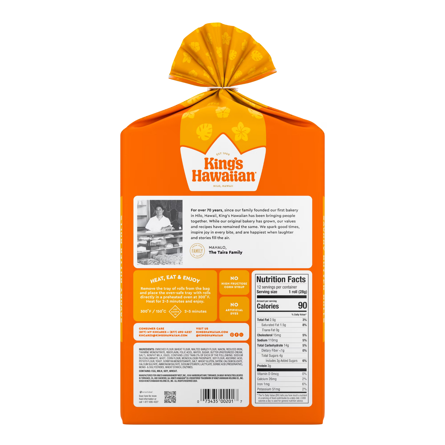 King's Hawaiian Savory Butter Rolls 12 Count, 12 oz, Shelf-Stable